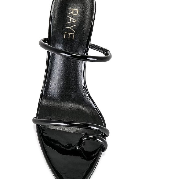 NWOT New Raye strappy black wedge slide Sandals with toe ring - Picture 5 of 5
